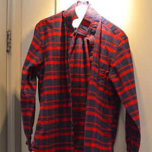 Men's Long Sleeve Flannel Button Down (Large - Red/Navy)